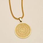 Ayat al-Kursi & Allah Calligraphy Disc Necklace